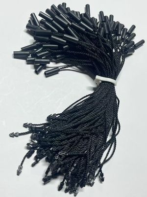 ユニバーサル ブラック ハング タグ ストリング 固定具 ロゴフリー 円筒形 3本糸ナイロンロープ